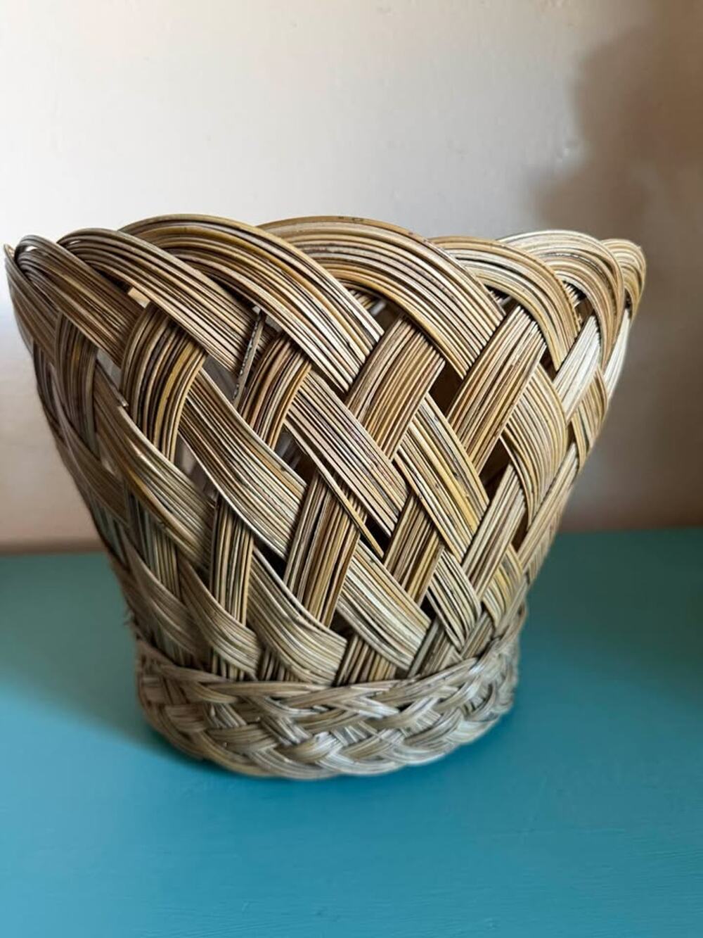 Handwoven Wicker Cachepot | Sculptural Basket Planter | Boho Chic Décor